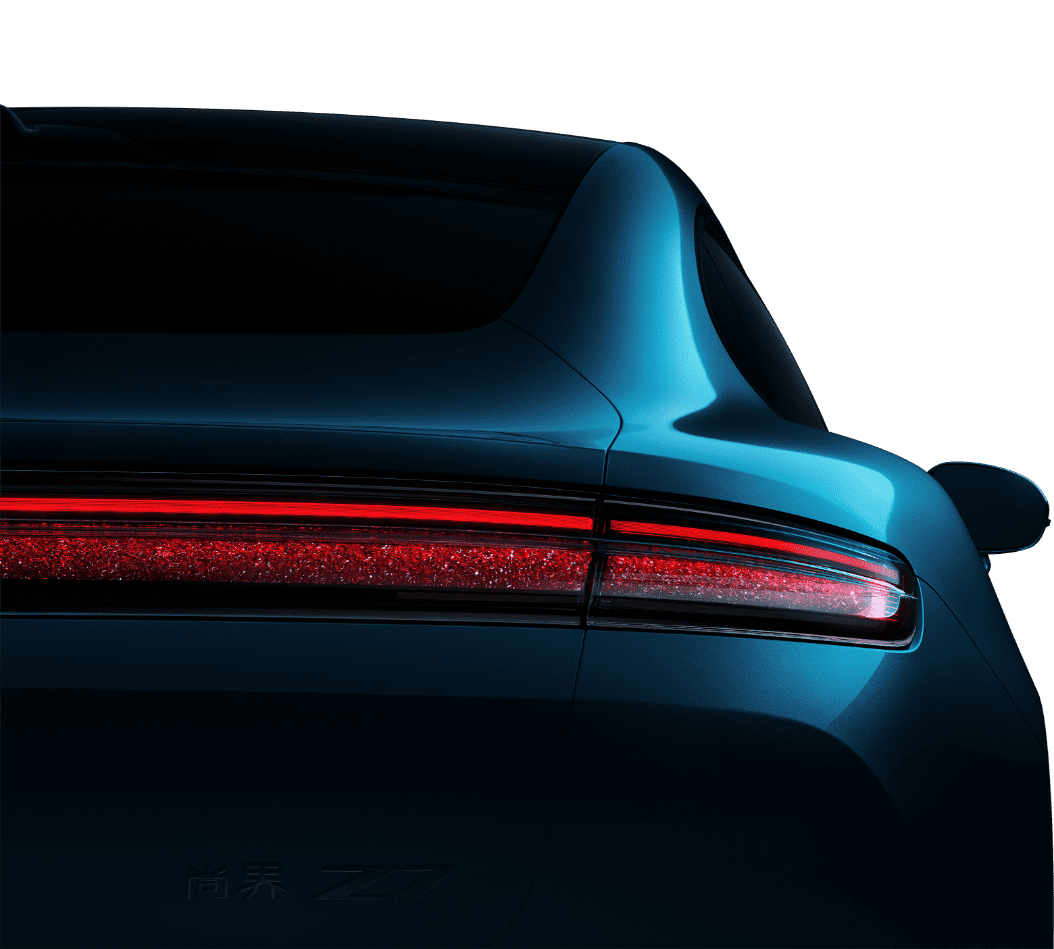 SAIC Z7 rear view, showcasing the vehicle's Diamond Cluster Taillights