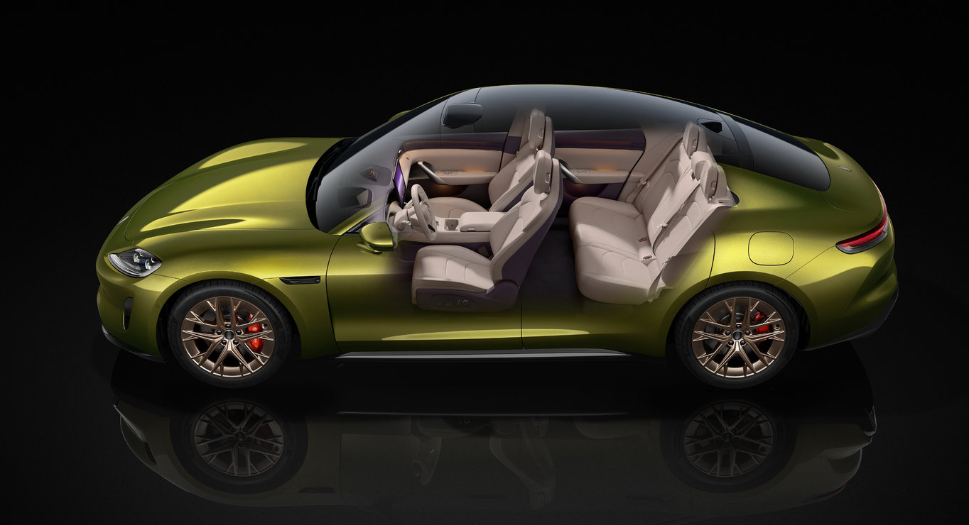 SAIC Z7 cutaway view, showcasing the vehicle's ample storage compartments