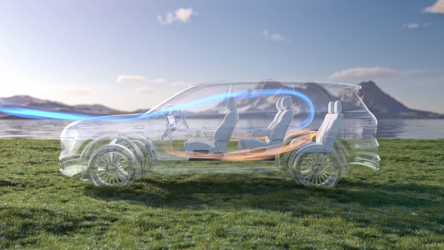 Showcasing the structure of the AITO M8's dual-layer flow four-zone climate control system